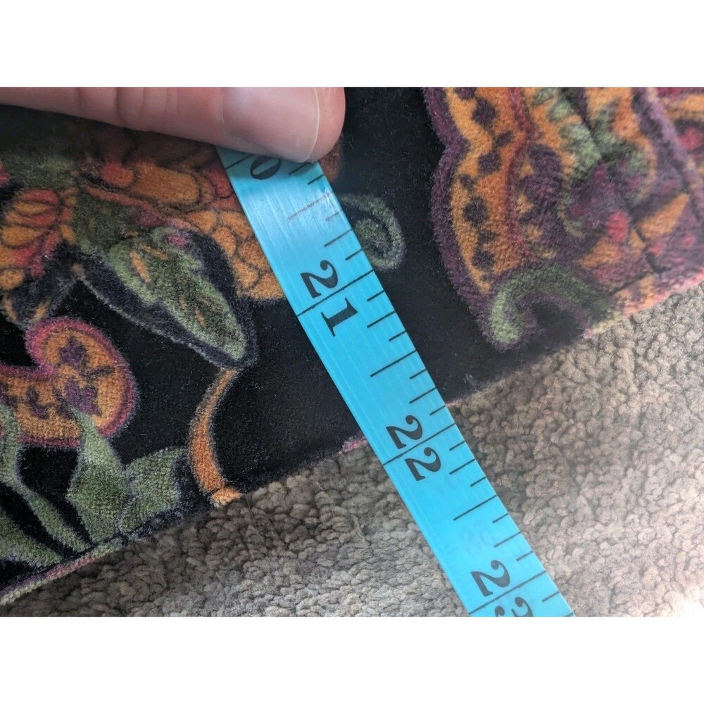 Caribbean Joe VTG Jacket Cotton Velvet Black Paisley Floral Women’s LG Short - Picture 7 of 8